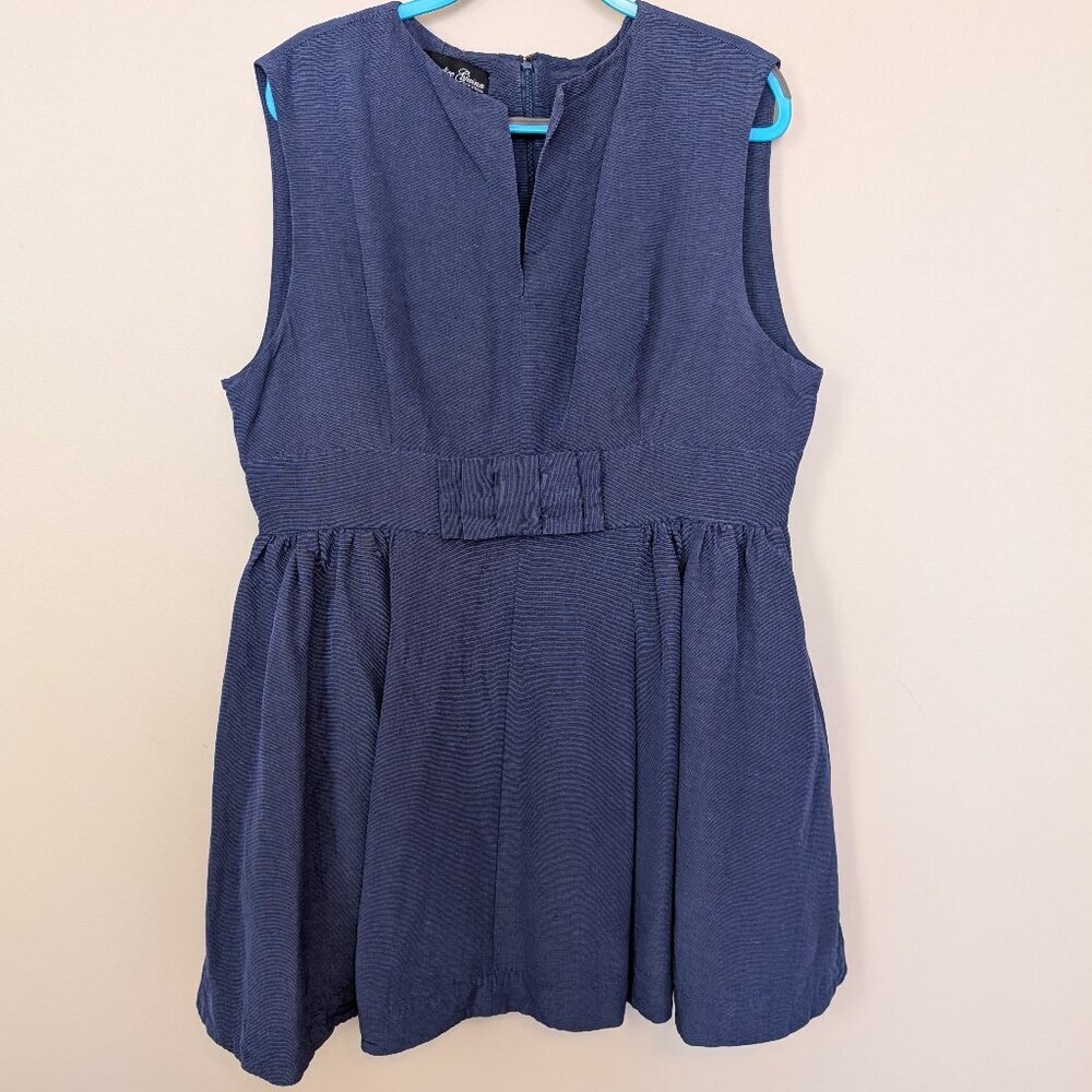 Candice Gwinn Trashy Diva Bitsy dress EUC blue ribbed rayon plus size 22